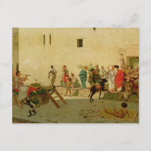 Carte Postale Scène de rue romaine avec des musiciens et un spec