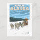 Carte Postale Scène de traînée de chien - Katmai, Alaska (Devant)