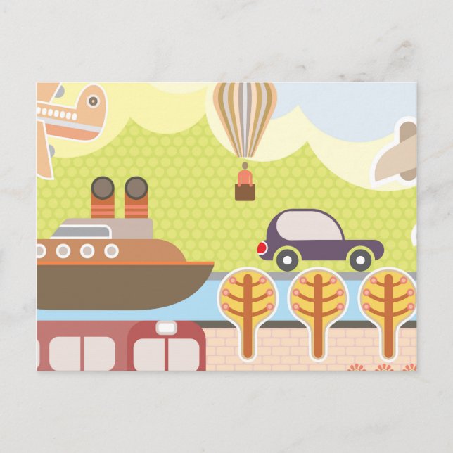 Carte Postale Scène de transport de dessin animé (Devant)