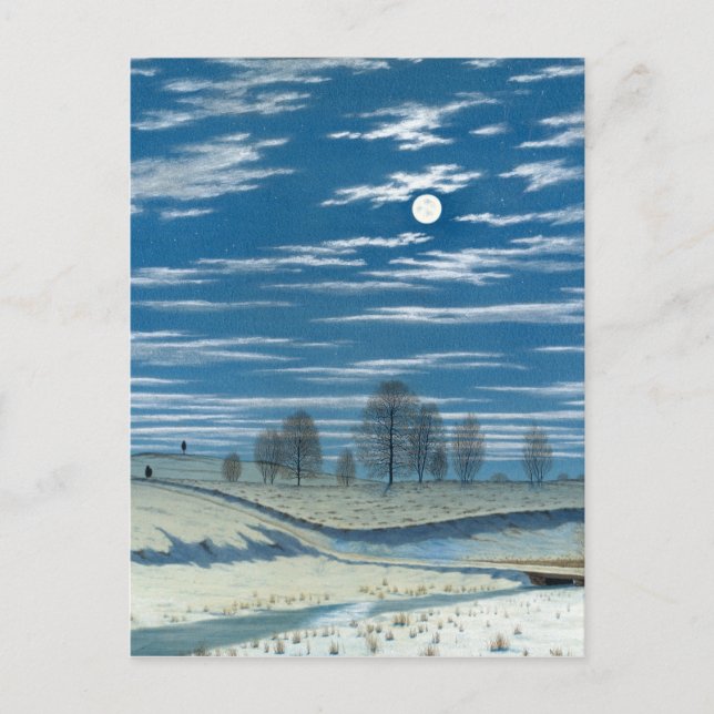 Carte Postale Scène d'hiver Henry Farrer au clair de lune (Devant)