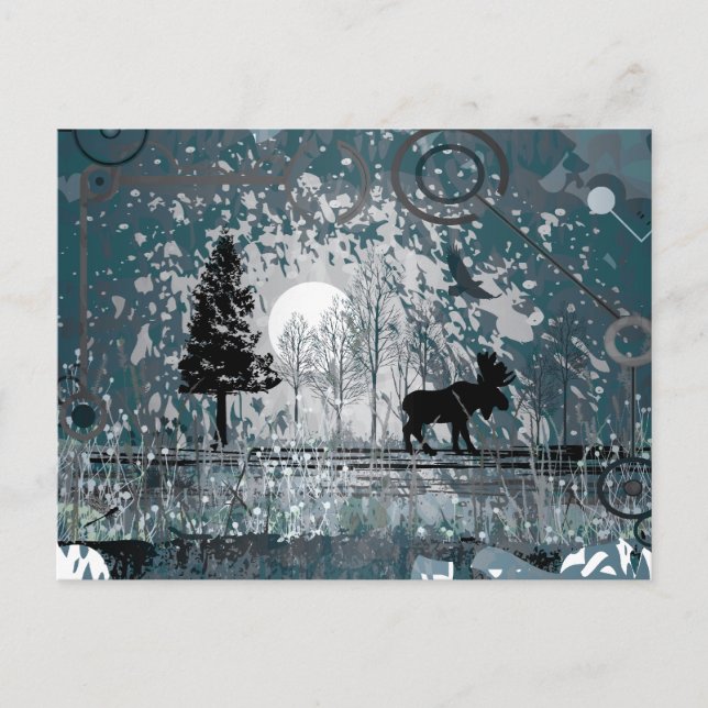 Carte Postale Scène d'orignal de minuit (Devant)