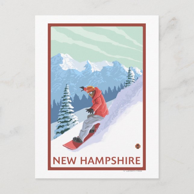 Carte Postale Scène du New HampshireSnowboard (Devant)