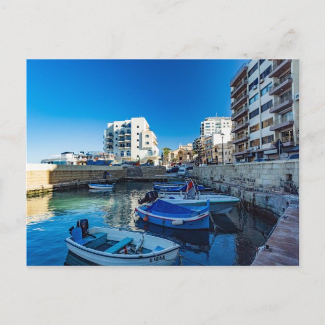 Carte Postale Scène du port de Gillieru, Malte Holiday Card (Devant)