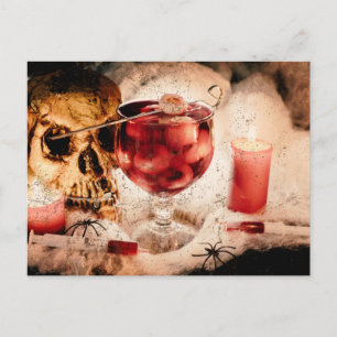 Carte Postale Scène gothique du crâne Halloween