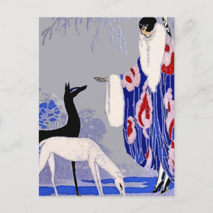 Carte Postale “Scène hivernale” Art déco de George Barbier