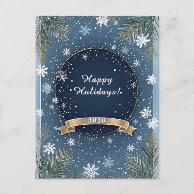 Carte Postale Scène hivernale festive de Noël (Devant)