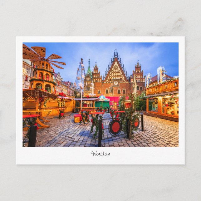 Carte postale scène nocturne de Worclaw, Pologne (Devant)