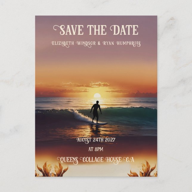 Carte Postale Scène romantique Sunset Beach avec élégance tropic (Devant)