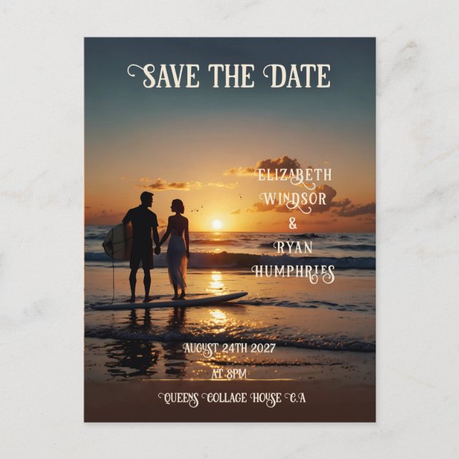 Carte Postale Scène romantique Sunset Beach avec élégance tropic (Devant)