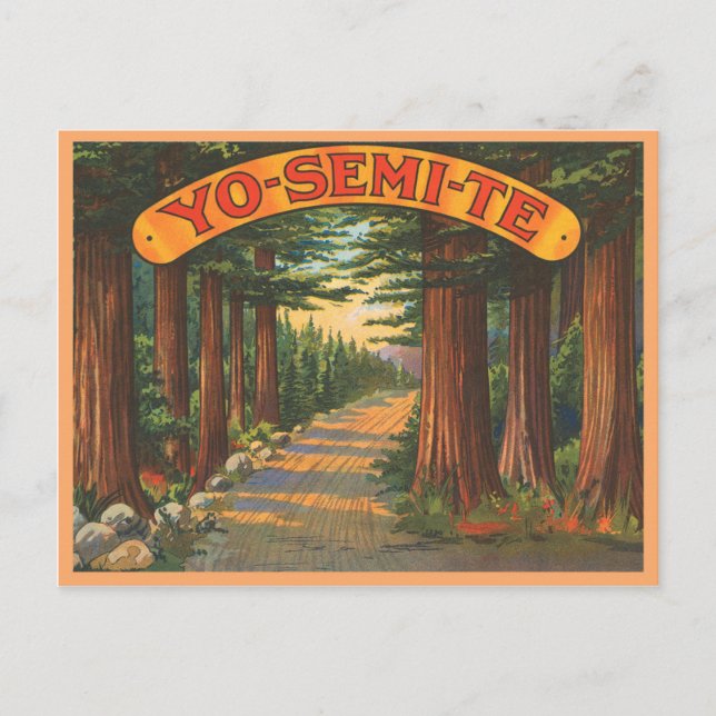 Carte Postale Scène vintage de Yosemite en Californie (Devant)
