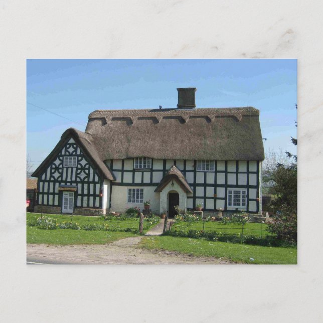 Carte Postale Scènes anglaises, chalet à colombages et chaume (Devant)
