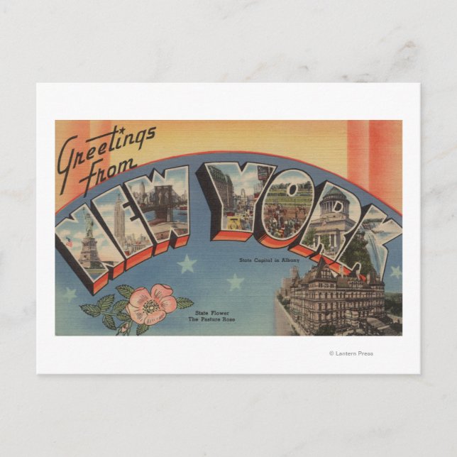 Carte Postale Scènes New YorkGrandes lettresÉtat de New York (Devant)