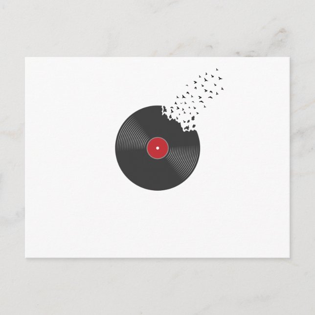 Carte Postale Schallplatte Vinyl Vögel Musik Lied Ton (Devant)