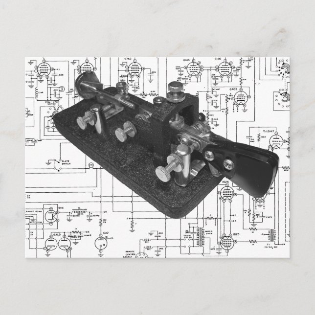 Carte postale Schéma de clé radio du code Morse (Devant)