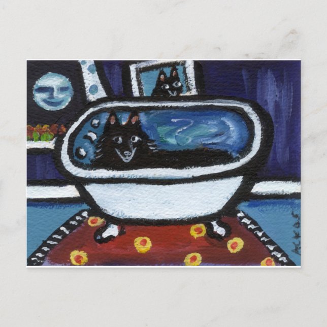 Carte Postale Schipperke bain lunique (Devant)