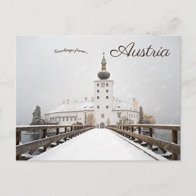 Carte Postale Schloss Ort en hiver Gmunden Autriche (Devant)