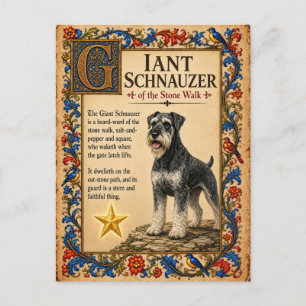 Carte Postale Schnauzer géant, Art de bestiaire médiéval
