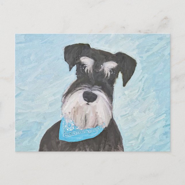 Carte Postale Schnauzer (Miniature) Peinture - Chien original mi (Devant)