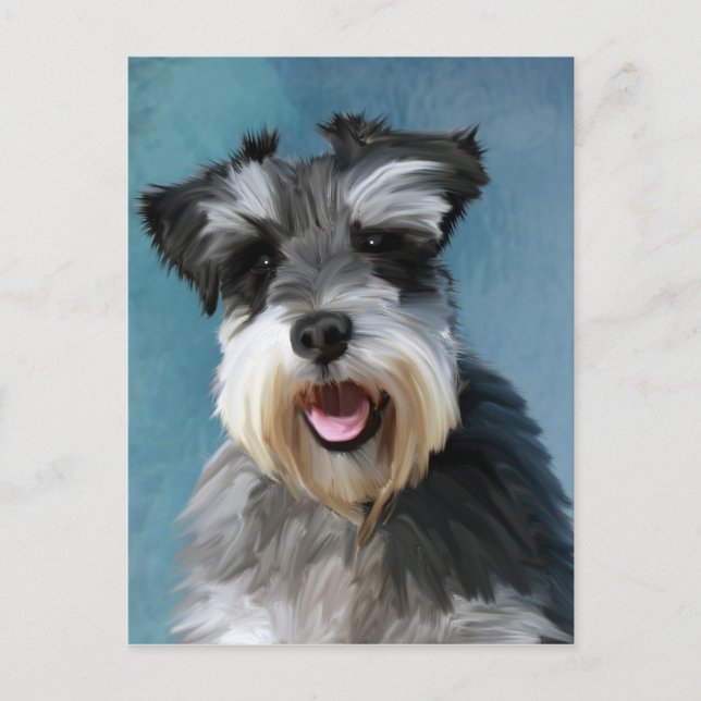 Carte Postale Schnauzer Miniature peinture couleur de l'eau (Devant)