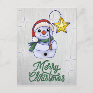 Carte Postale Schneemann mit Stern