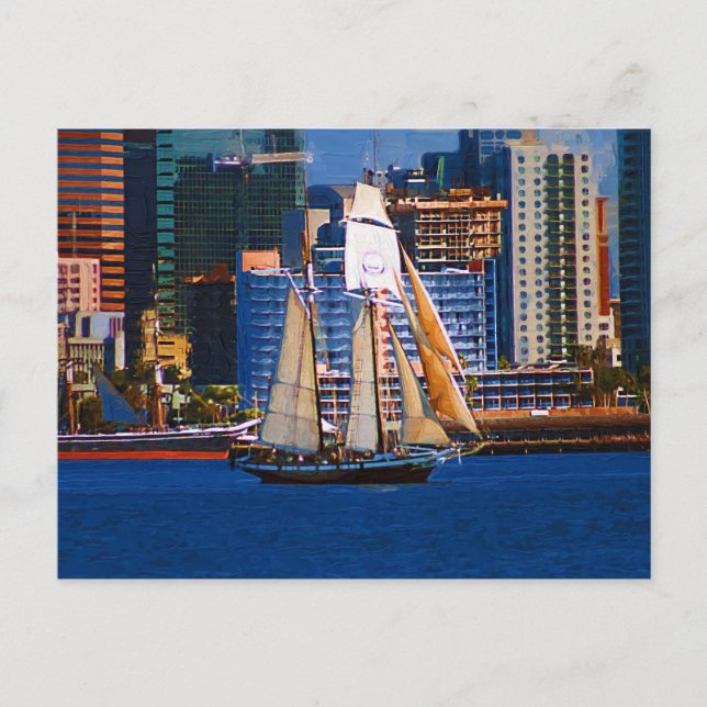 Carte Postale Schooner, San Diego Harbour, CA (Devant)