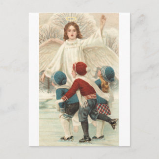 Carte Postale Schutzengel und Eislauf Schlittschuh