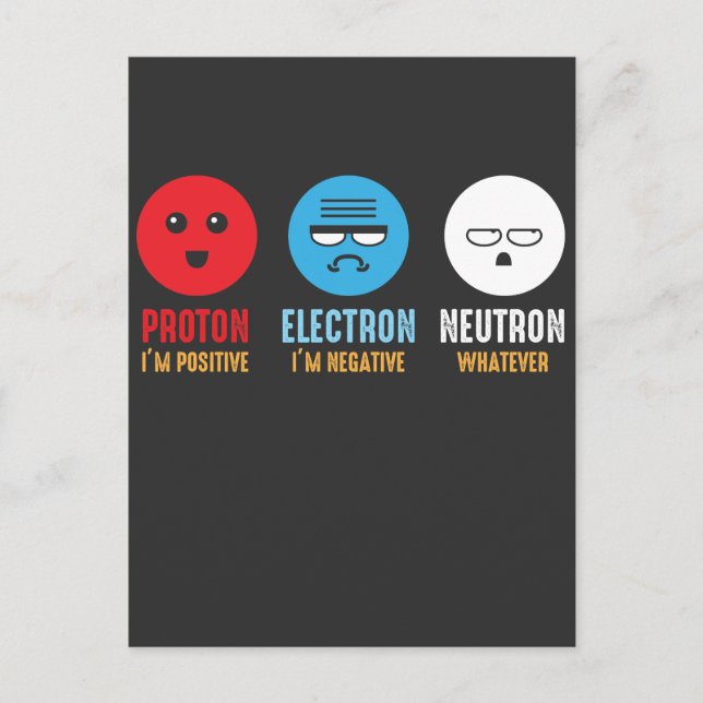 Carte Postale Science Chimie Pun Proton Electron Neutron (Devant)