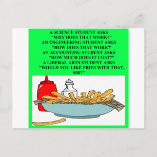 Carte Postale science des arts libéraux fast food blague
