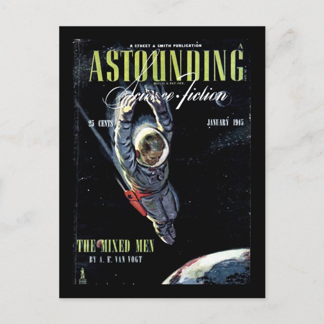 Carte Postale Science-fiction étonnante_ Janvier 1945_Pulp Art (Devant)