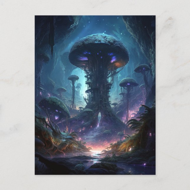 Carte Postale Science Fiction Imaginaire Mushroom Cavern City (Devant)