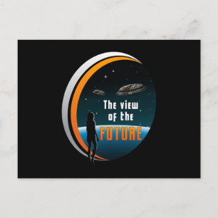 Carte Postale Science-Fiction Ufo Alien Spatial Sci-Fi Drôle Cad