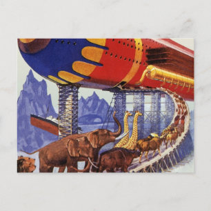 Carte Postale Science-fiction vintage, animaux sauvages de l'arc