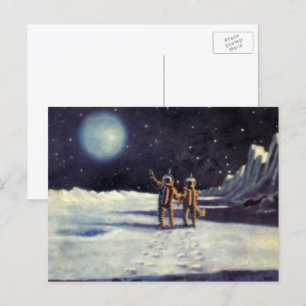 Carte Postale Science-fiction vintage Astronaute Aliens sur la L