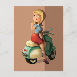Carte Postale Scooter fille