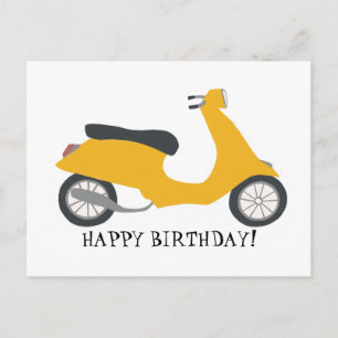 Carte Postale Scooter Jaune Mignon JOYEUX ANNIVERSAIRE SUR MESUR