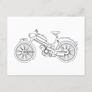 Carte Postale Scooter vintage Moped PUCH MS 50 Schwarz