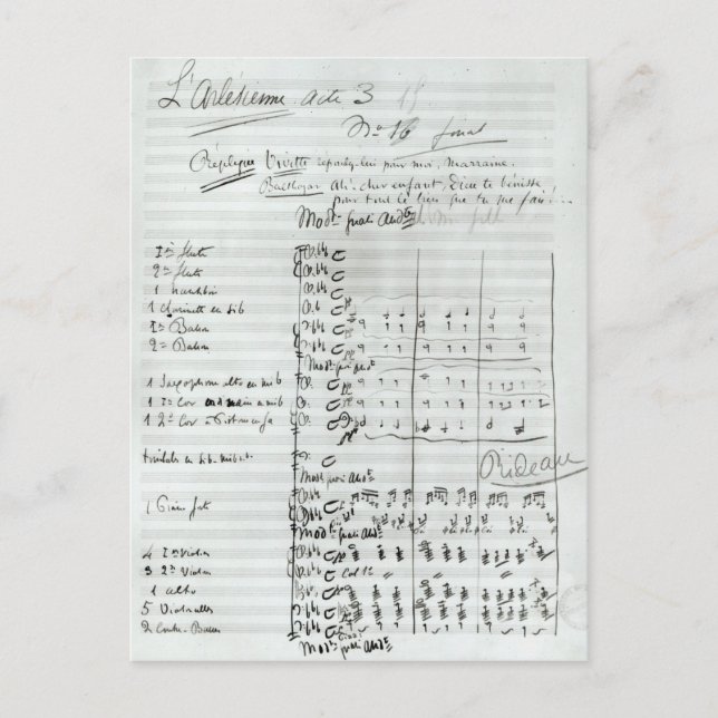 Carte Postale Score autographe de l'acte III (Devant)