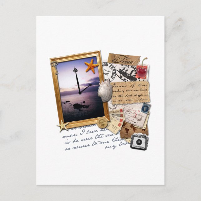 Carte Postale Scrapbook/Collage "Time" (Devant)