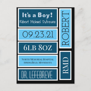 Carte Postale Scrapbook personnalisé Baby Boy Étiquettes
