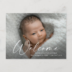 Carte Postale Script Bienvenue Bébé Photo Naissance Merci