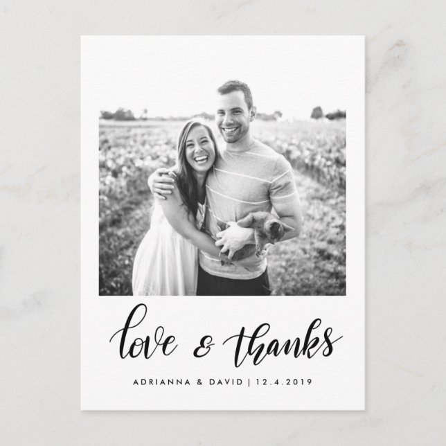 Carte Postale Script d'amour et de merci photo couple moderne (Devant)