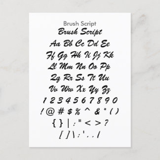 Carte Postale Script de brosse - Feuille d'échantillonnage de po