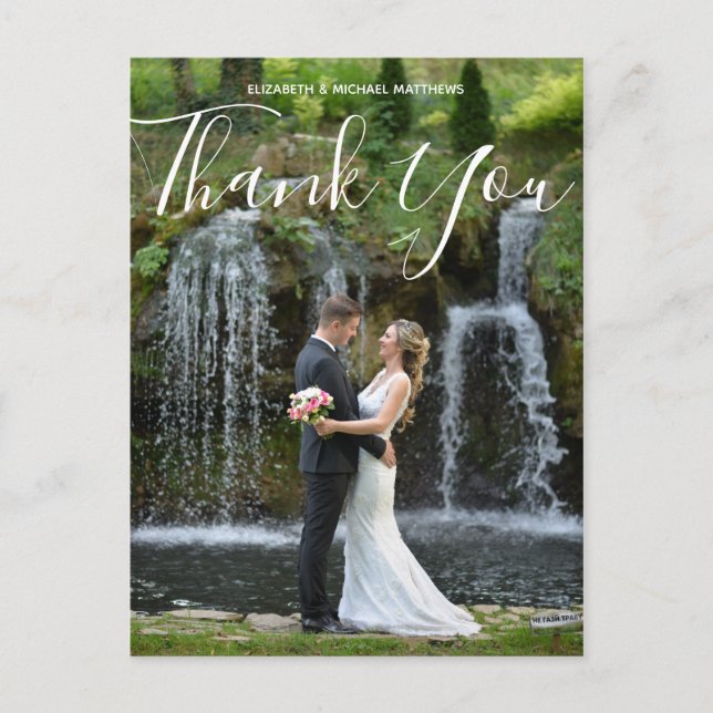 Carte Postale Script de calligraphie photo personnalisée mariage (Devant)