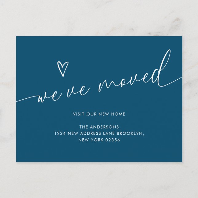 Carte Postale Script de coeur bleu marine minimal Nous avons bou (Devant)