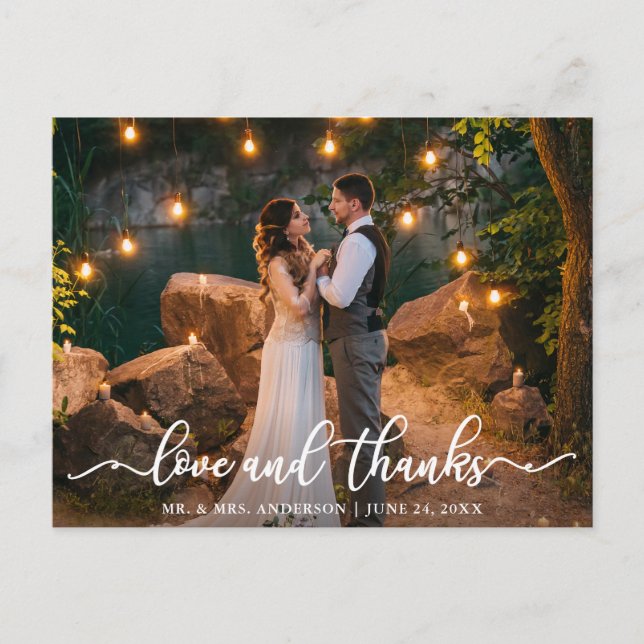Carte Postale Script de mariage élégant amour et remerciements P (Devant)