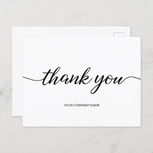 Carte Postale Script de Merci de nom d'entreprise simple