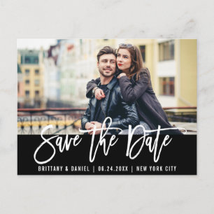 Carte Postale Script de pinceau moderne photo tendance Enregistr