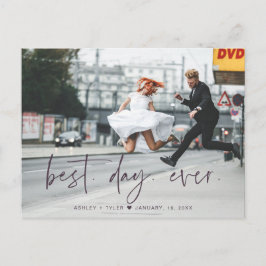 Carte Postale Script élégant | Merci photo Mariage