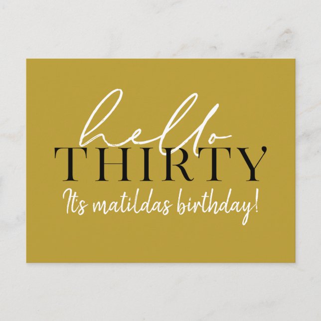 Carte Postale Script et géométrique 30e anniversaire (Devant)