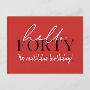 Carte Postale Script et géométrique 40e anniversaire
